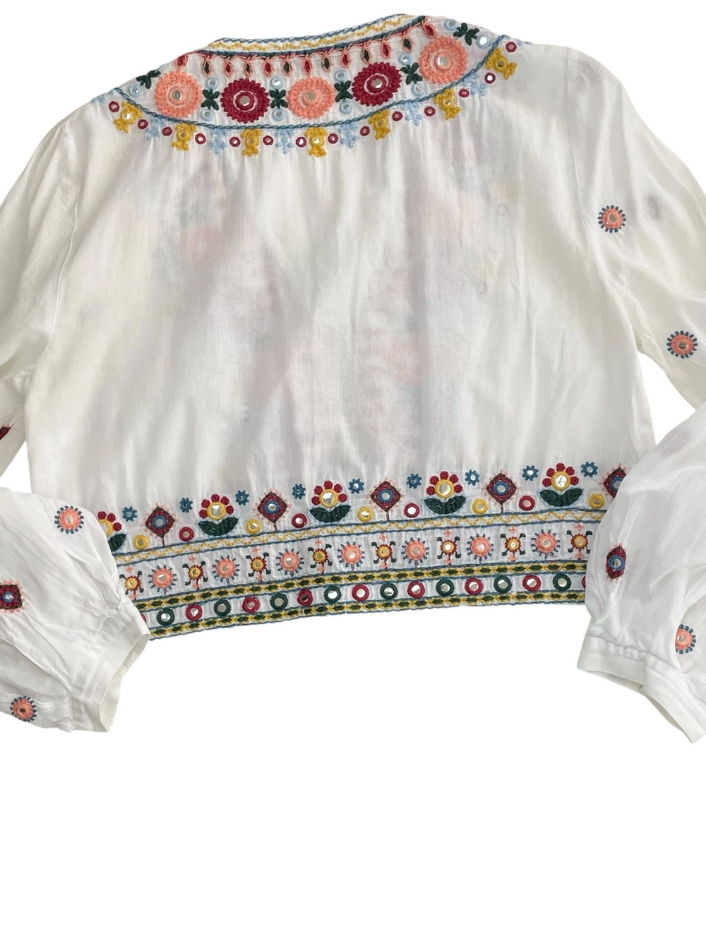 Zara Boho Embroidered White Top Small - Picture 12 of 15